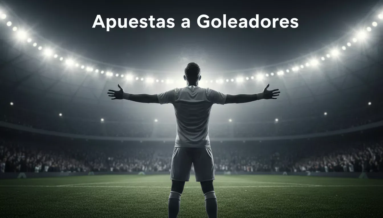 Delantero de fútbol celebrando un gol con los brazos abiertos en un estadio