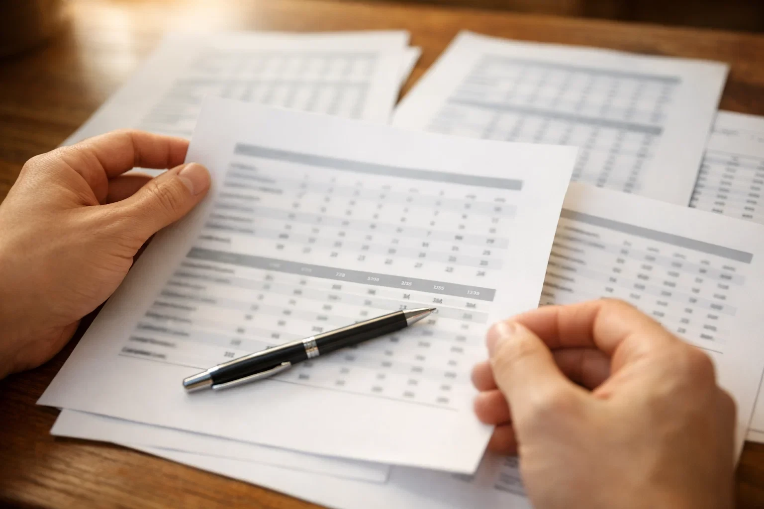 Persona analizando estadísticas de fútbol con documentos