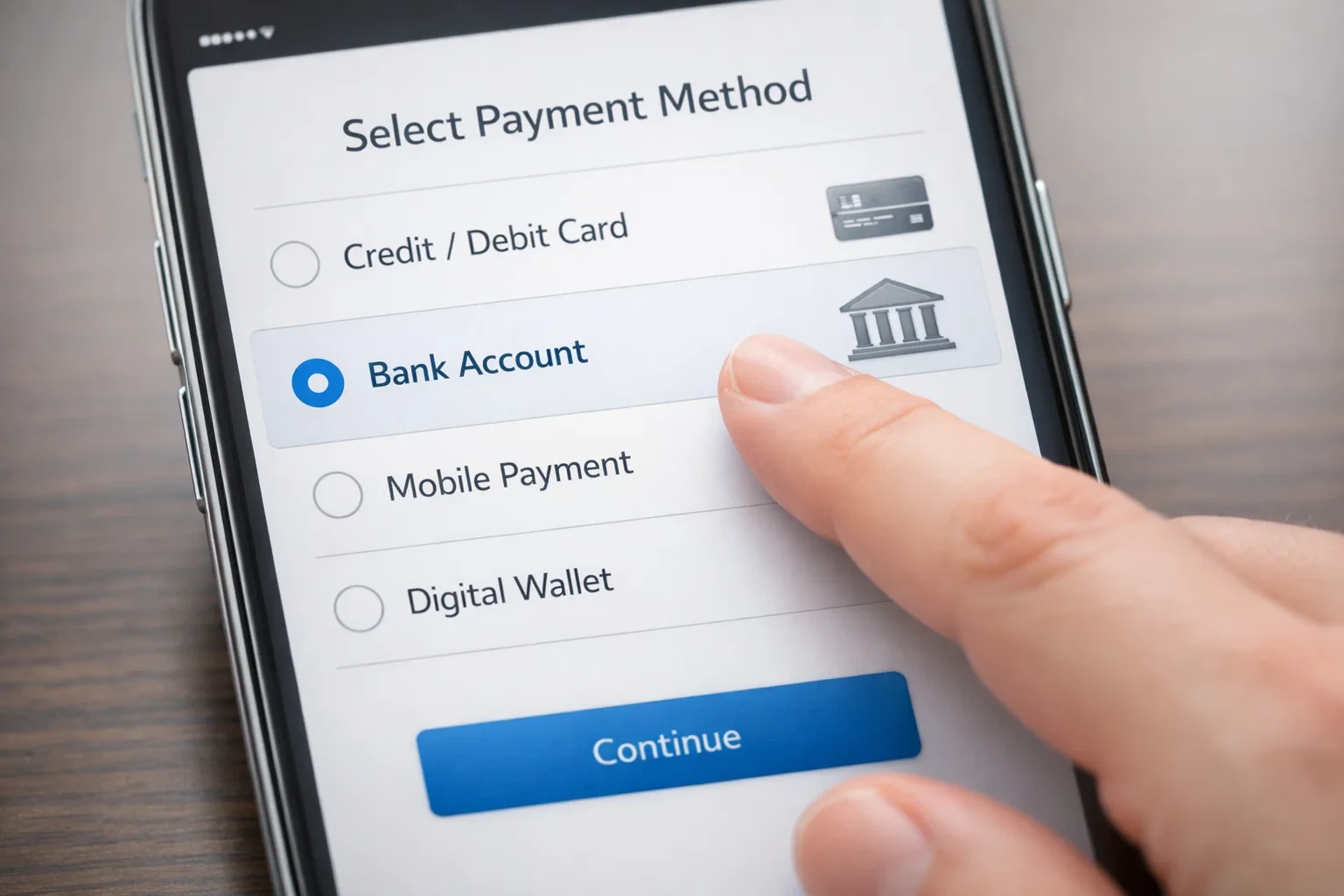 Iconos de métodos de pago digitales en pantalla de smartphone