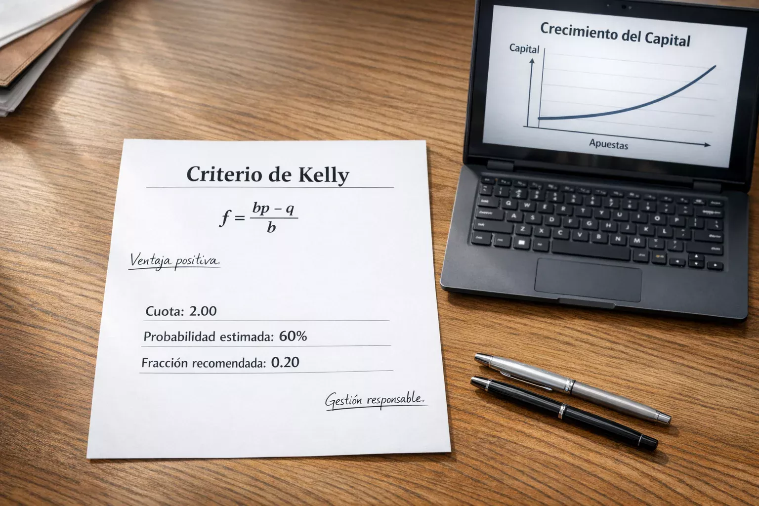 Documento con fórmulas matemáticas sobre gestión de apuestas deportivas