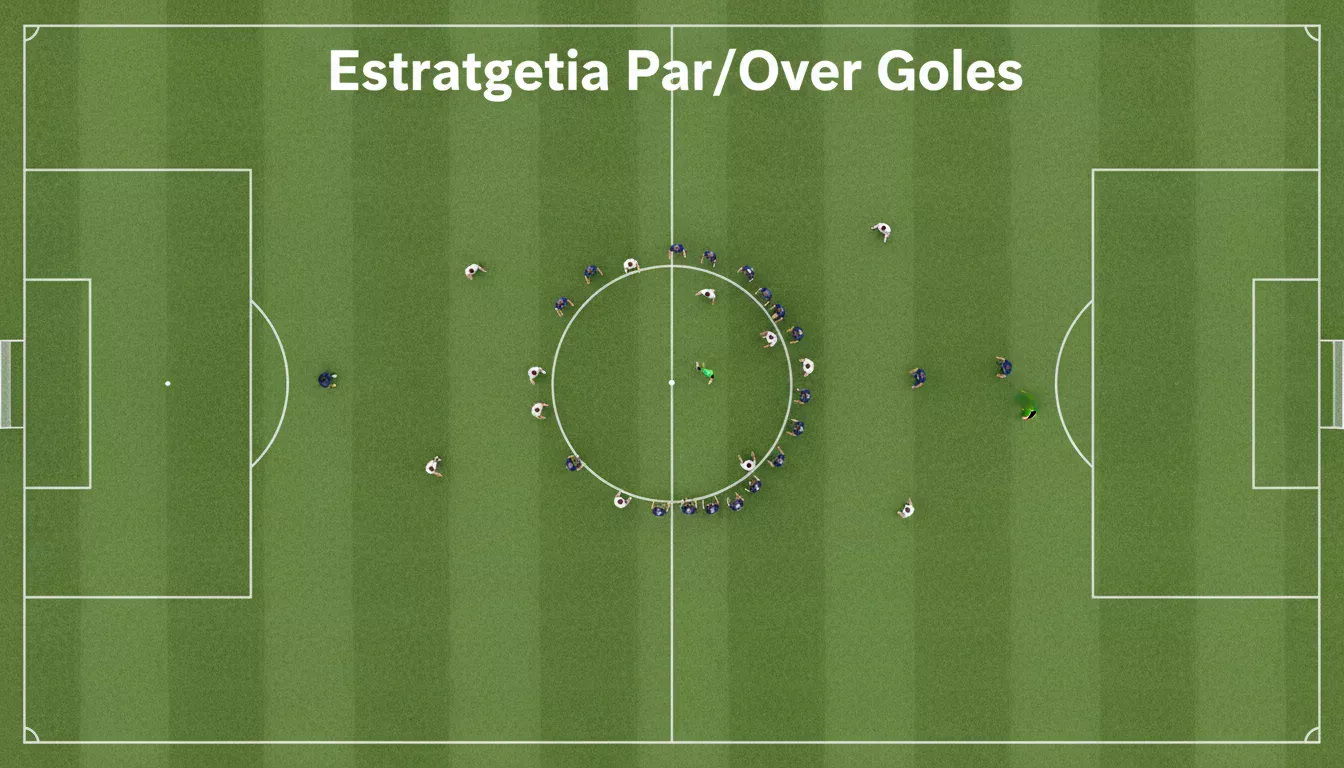 Vista cenital de un campo de fútbol con jugadores durante un partido de muchos goles