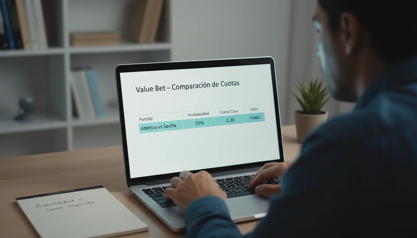 Pantalla mostrando cuotas de apuestas deportivas con una selección destacada